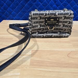 Juicy Couture Monogram Crossbody Bag in Black and Cream